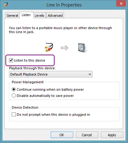 Listen to this device on the Listen tab