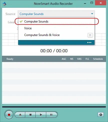 Choosing the playback device as the recording source