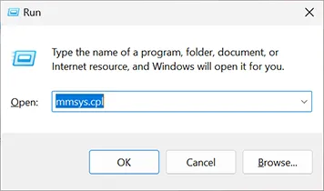 Opening the Windows Sound control panel with mmsys.cpl