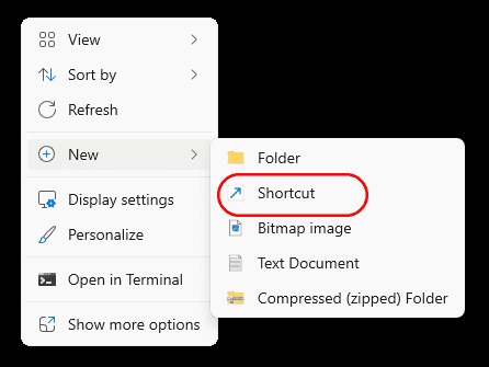 Create a Shortcut