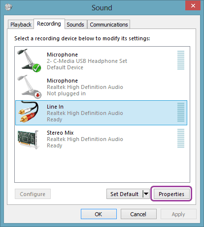 Line in properties
