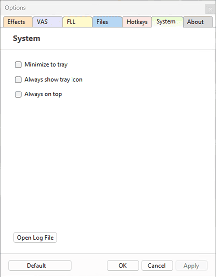 Open log file